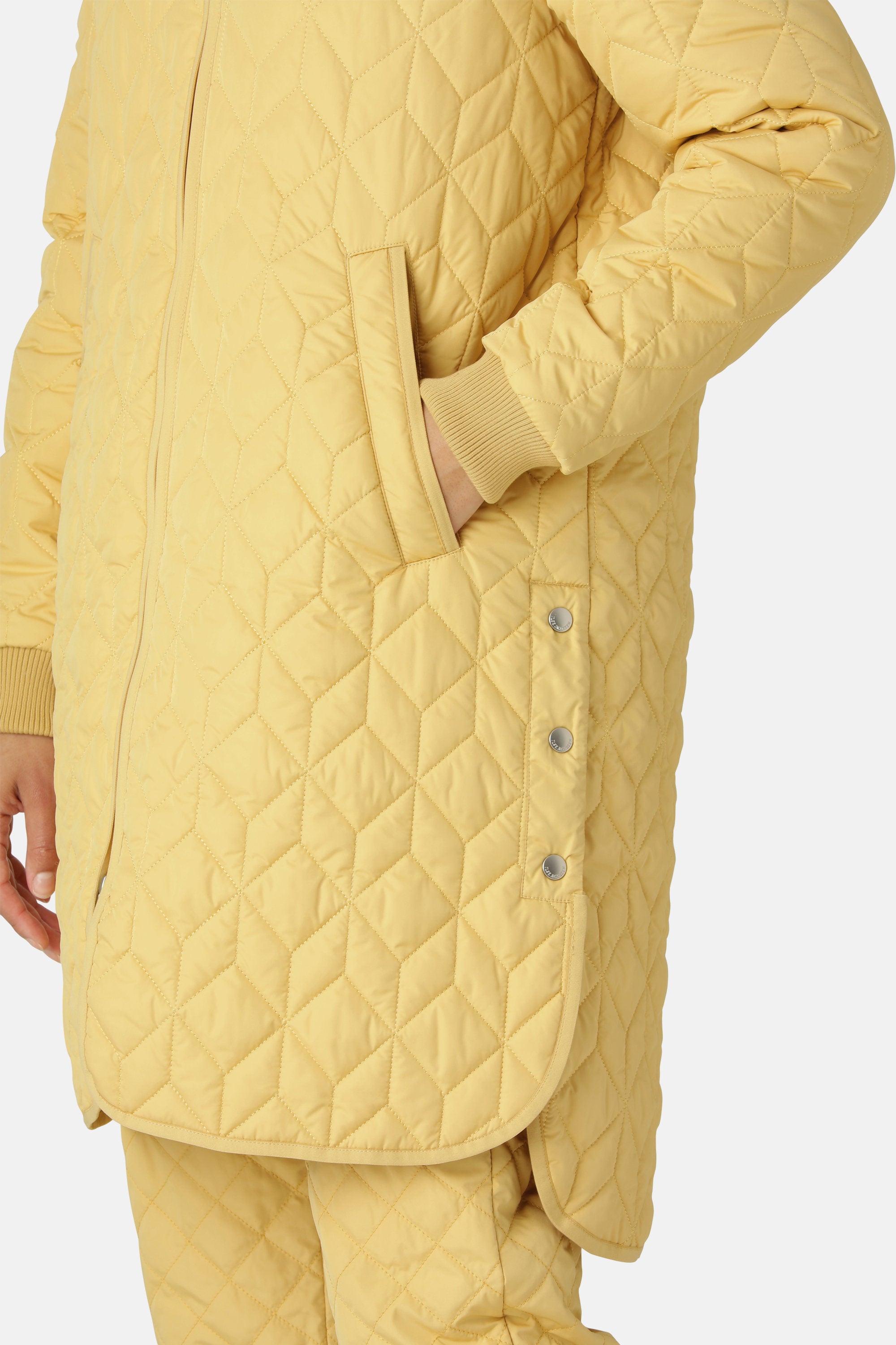 Long Padded Quilt Jacket - Marigold